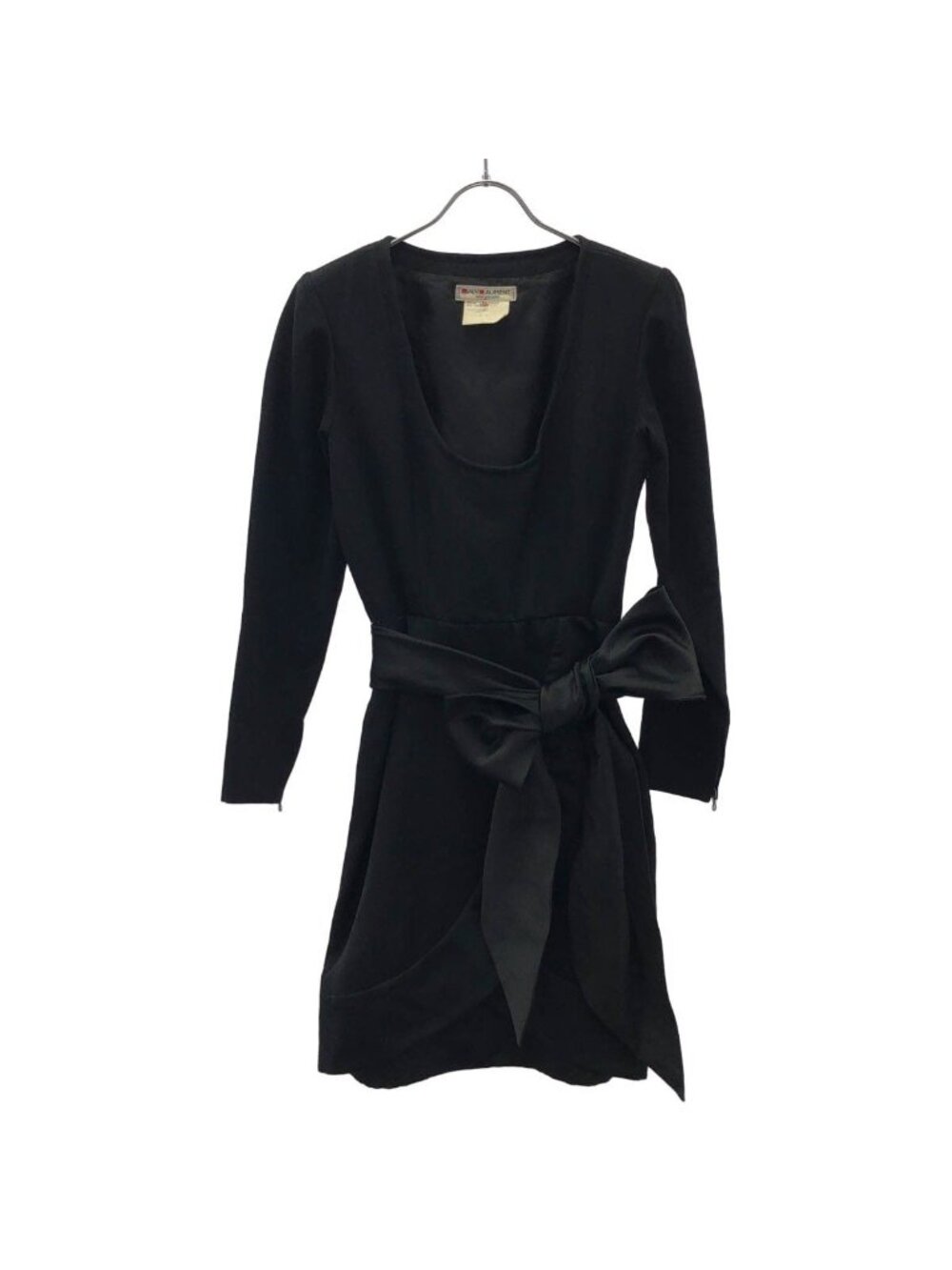 Saint Laurent Rive Gauche Vintage Satin Ribbon Design Dress Black 36